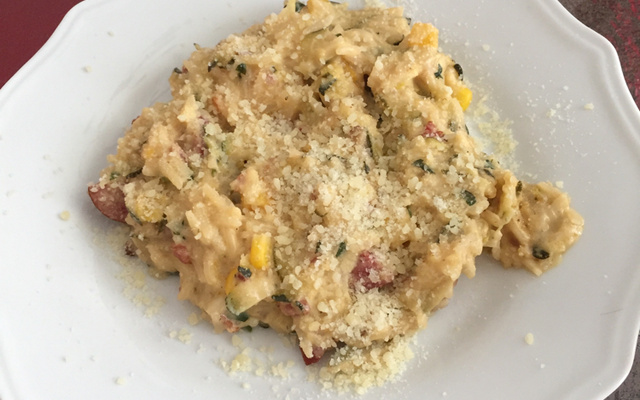 Risoto de abobrinha com linguiça defumada