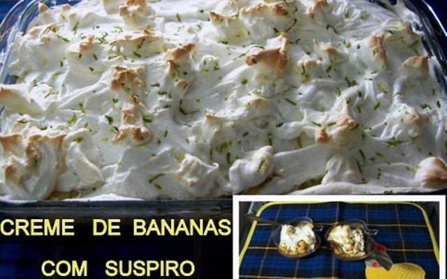 Creme de bananas com suspiro