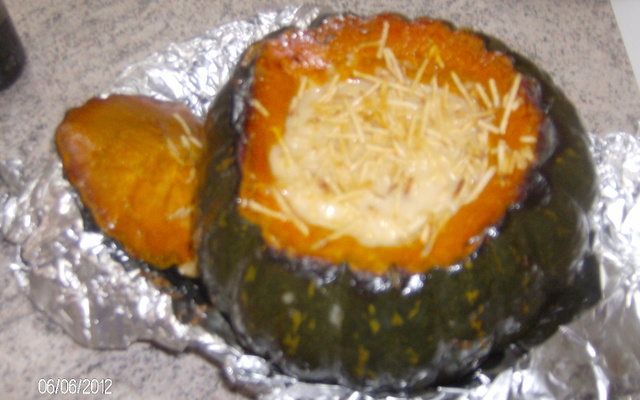 Fricassê de frango na abóbora moranga