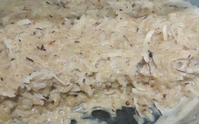 Arroz doce com coco e paçoca