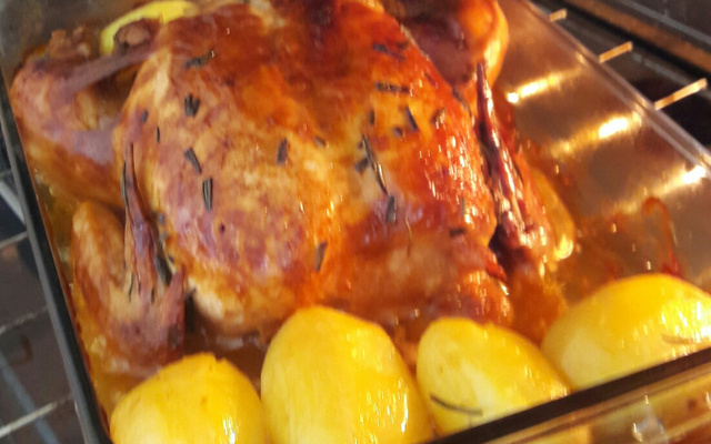 Chester assado e molhadinho