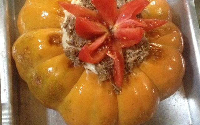 Carne seca na moranga com cream cheese