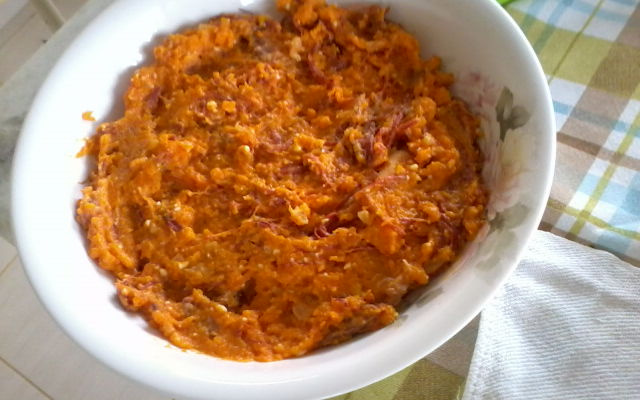 Purê de jerimum com carne seca da Jessica