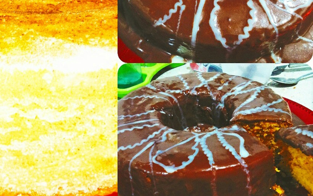 Bolo de cenoura com calda de chocolate que derrete na boca