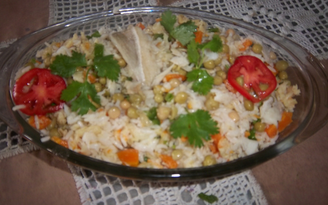Bacalhau com arroz simples