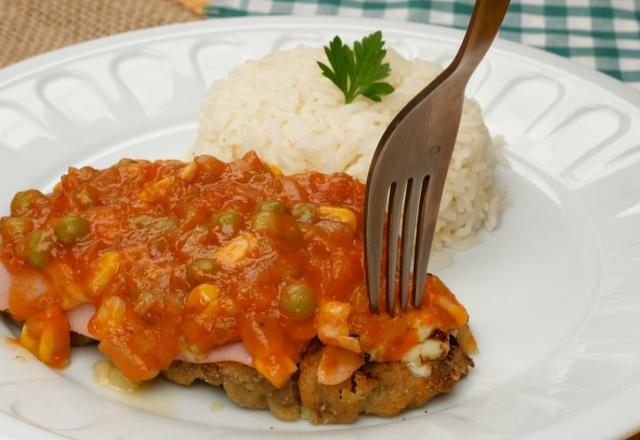 Bife à parmegiana assado
