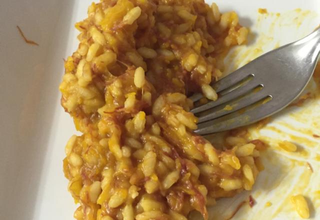 Risoto de abóbora japonesa com carne seca