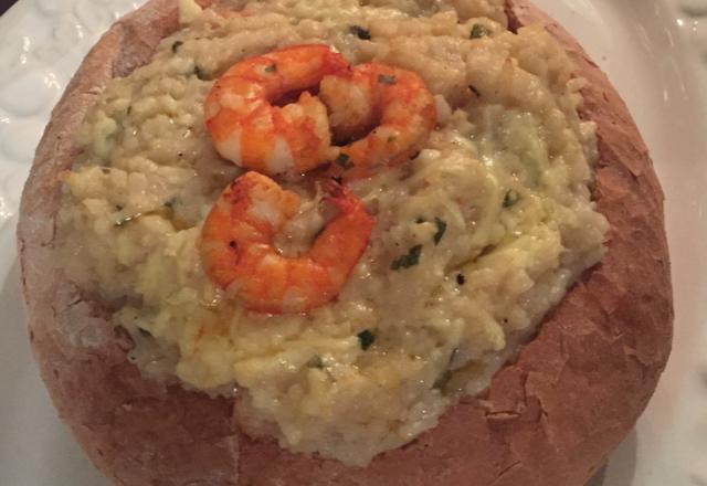 Risoto de Camarão e Gorgonzola no Pão Italiano - Risoto do Feu