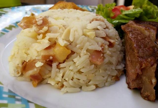 Arroz com amêndoas e parma