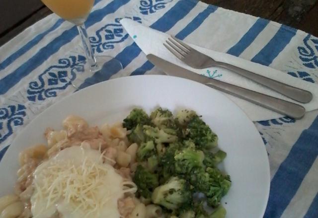 Macarrão light com frango e molho branco