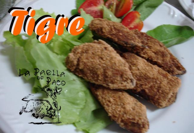 Tigre (mexilhões recheados e fritos )