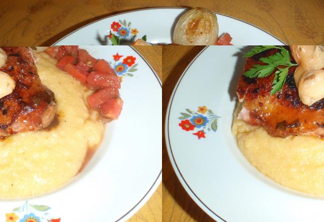 Frango com polenta mole com frango