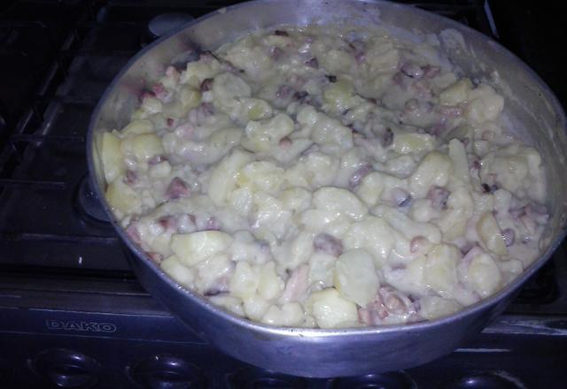 Batata cremosa com bacon