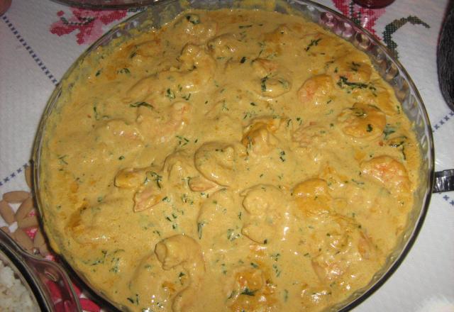 Camarões ao curry delicioso