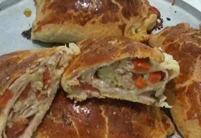 Enroladinho prático e presunto e queijo