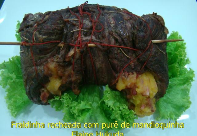 Fraldinha recheada com purê de mandioquinha
