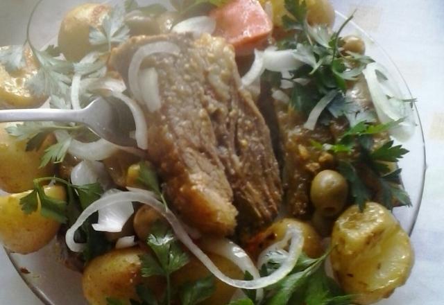 Fraldinha com mostarda e batata portuguesa
