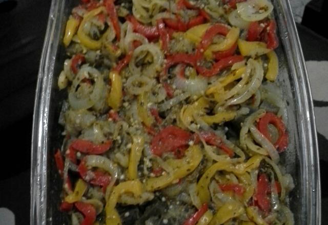 Salada de berinjela e pimentão