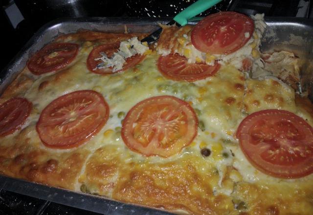 Torta cremosa de frango de liquidificador