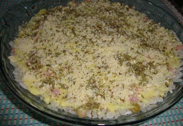 Arroz com presunto e requeijão cremoso