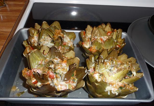 Alcachofras recheadas ao forno