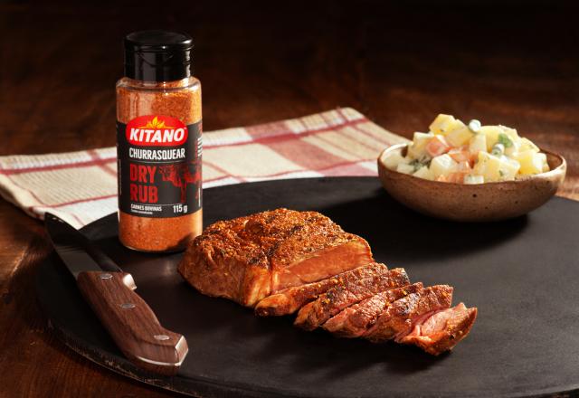 Bife ancho com dry rub bovino com maionese de batata 