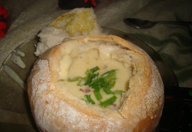 Creme de queijos no pão italiano do Dockendorff