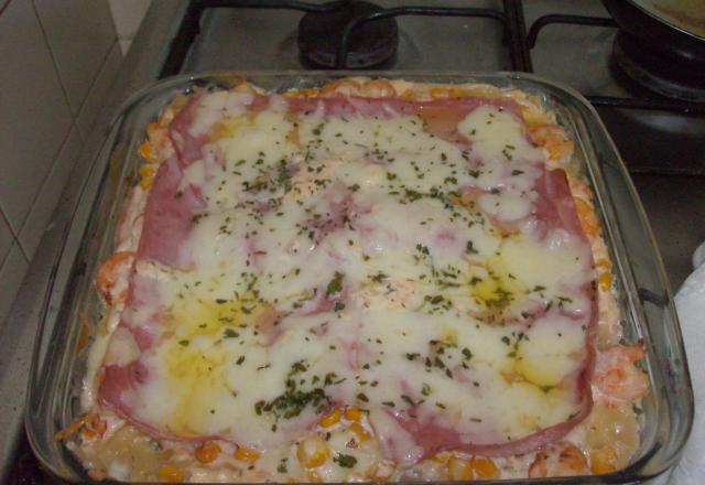 Lasanha de camarão com requeijão