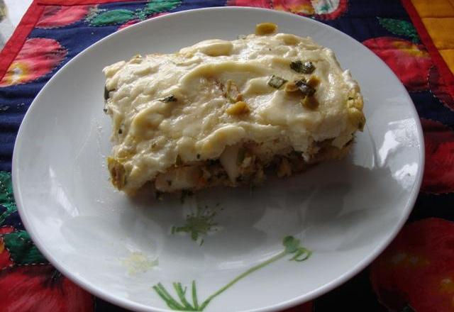 Bacalhau no pão de fôrma ao forno do Lúcio Cezar
