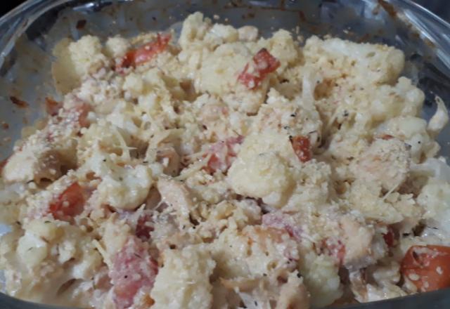 Couve-flor cremosa com frango