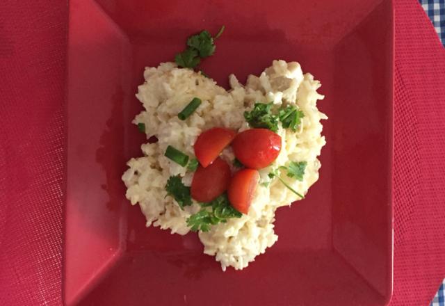 Risoto cremoso de frango com queijo