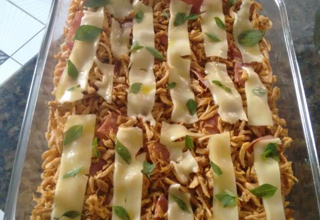 Fusilli integral ao molho de biomassa, ricota fresca e iogurte da Leila C.