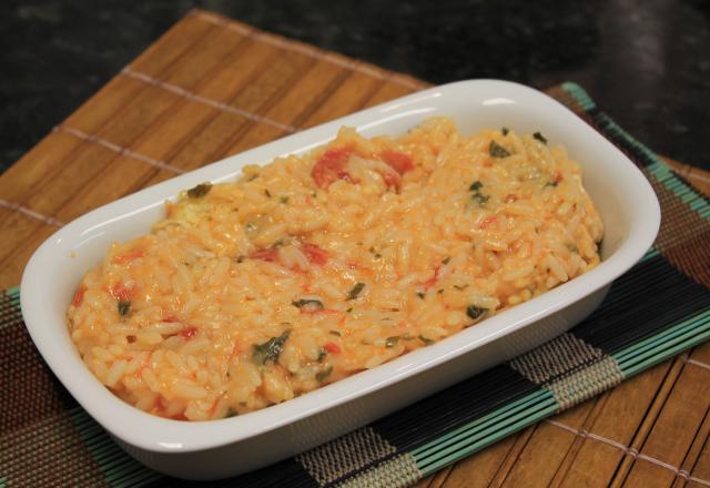 Risoto de tomate seco com rúcula fresquinha