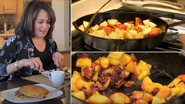 As maçãs com bacon que que Kamala Harris comeu na infância e aprendeu a fazer com a mãe: receita é perfeita para cobrir uma pilha de panquecas para um café da manhã especial