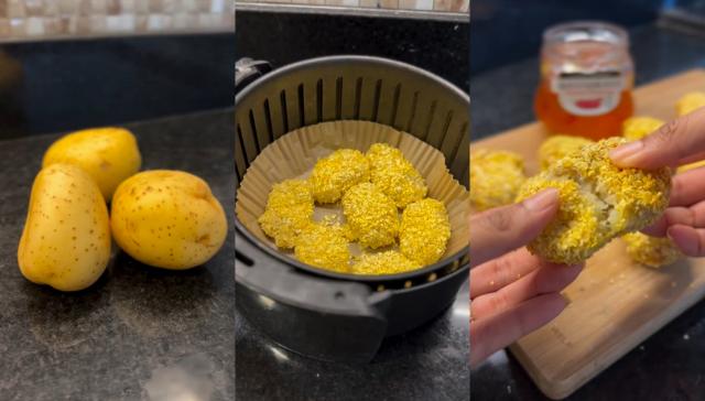 Croquete de batata e queijo com ingredientes simples assado na airfryer, fica sensacional se servir com geleia!
