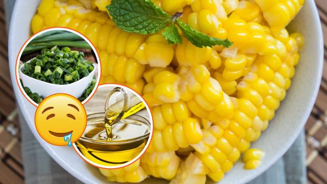 Sempre faço essa salada de milho com 4 ingredientes: aprenda como remover pedaços grandes da espiga para esse prato