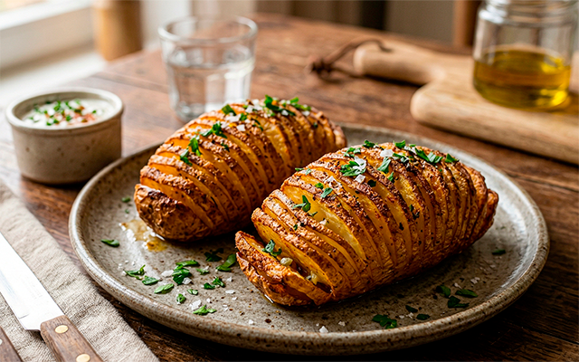 Crocante por fora, macia por dentro: a batata sanfonada que vai te fazer esquecer a frita