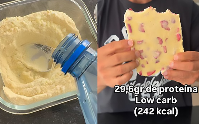 Barra de proteína gelada é o meu novo vício: é só misturar 3 ingredientes com um tiquinho de água e levar ao freezer