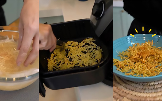 Depois de muitas tentativas, fiz a receita perfeita de batata palha SEM FRITURA: a batatinha fica muito crocante