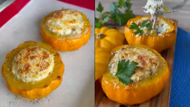 Achei uma receita fácil para fazer no Halloween: mini abóbora com recheio cremoso de carne seca