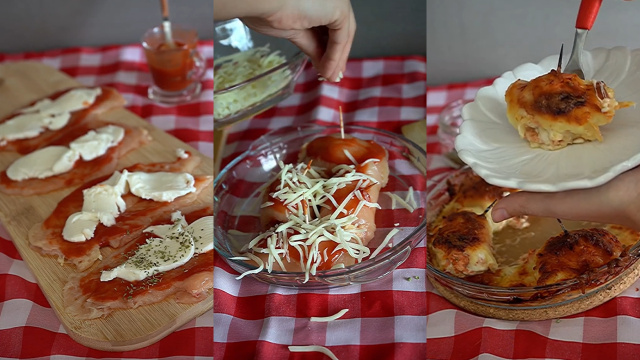 Rolinho de frango recheado e gratinado é a opção certa para um almoço diferente, fácil e suculento com a proteína!