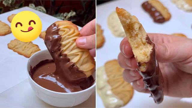 Essa receita de biscoito de manteiga com cobertura de chocolate vai ser seu novo lanche favorito