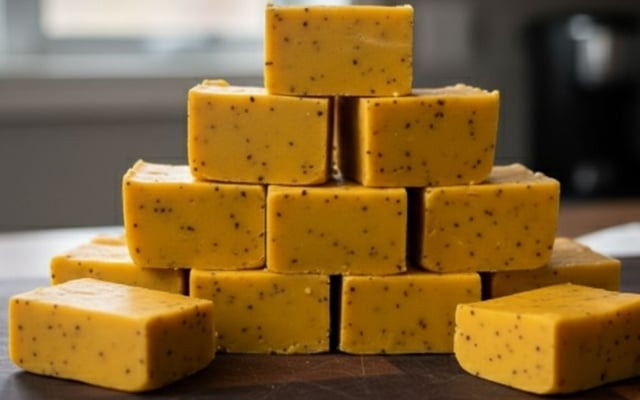 O fudge de maracujá pode ser apreciado quente ou frio dependendo da sua preferência e paciência! (Créditos: Imagem gerada por IA)