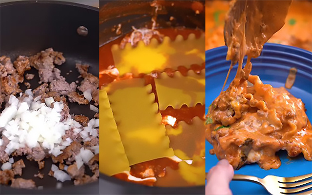 Lasanha de uma frigideira só: comida deliciosa para 4 pessoas sujando pouca louça, já salva a receita!