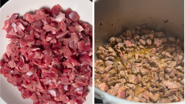 Arroz cremoso com pedaços de moela e tomate. (Foto: reprodução @rafulltorres no Instagram)