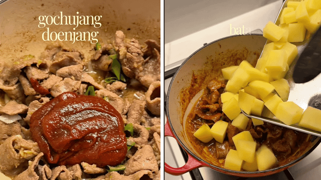 Carne, batata e gochujang formam uma combinação irresistível para os dias frios. (Foto: reprodução coreana.cozinha no Instagram)