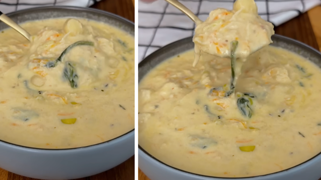 Nem caldo, nem canja: essa sopa de nhoque com frango super cremosa é tudo o que você precisa nos dias frios