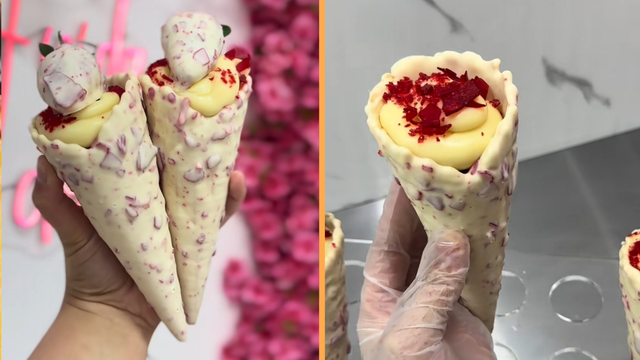 Cascone de morango cravejado: nova febre dos doces viraliza nas redes sociais e ganha versões irresistíveis