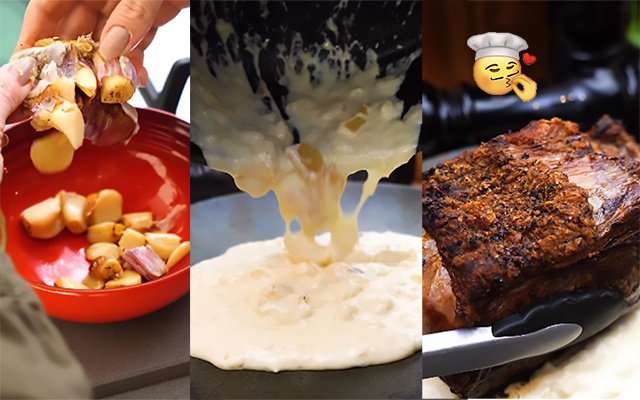 Estou viciado em comer carne com esse molho de alho, é dos deuses!