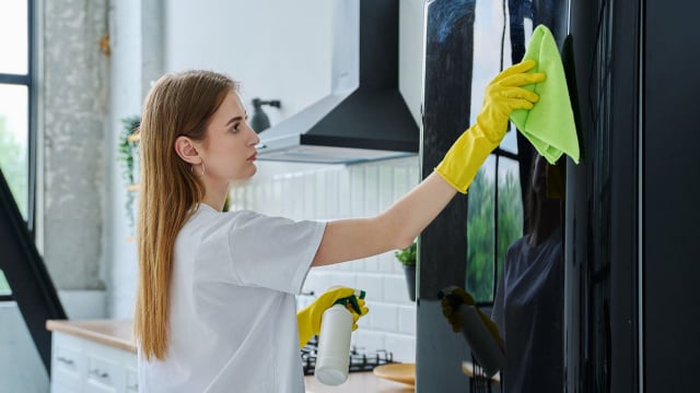 Com o passo a passo correto, sua geladeira de inox estará sempre limpa e brilhante (Créditos: Shutterstock)
